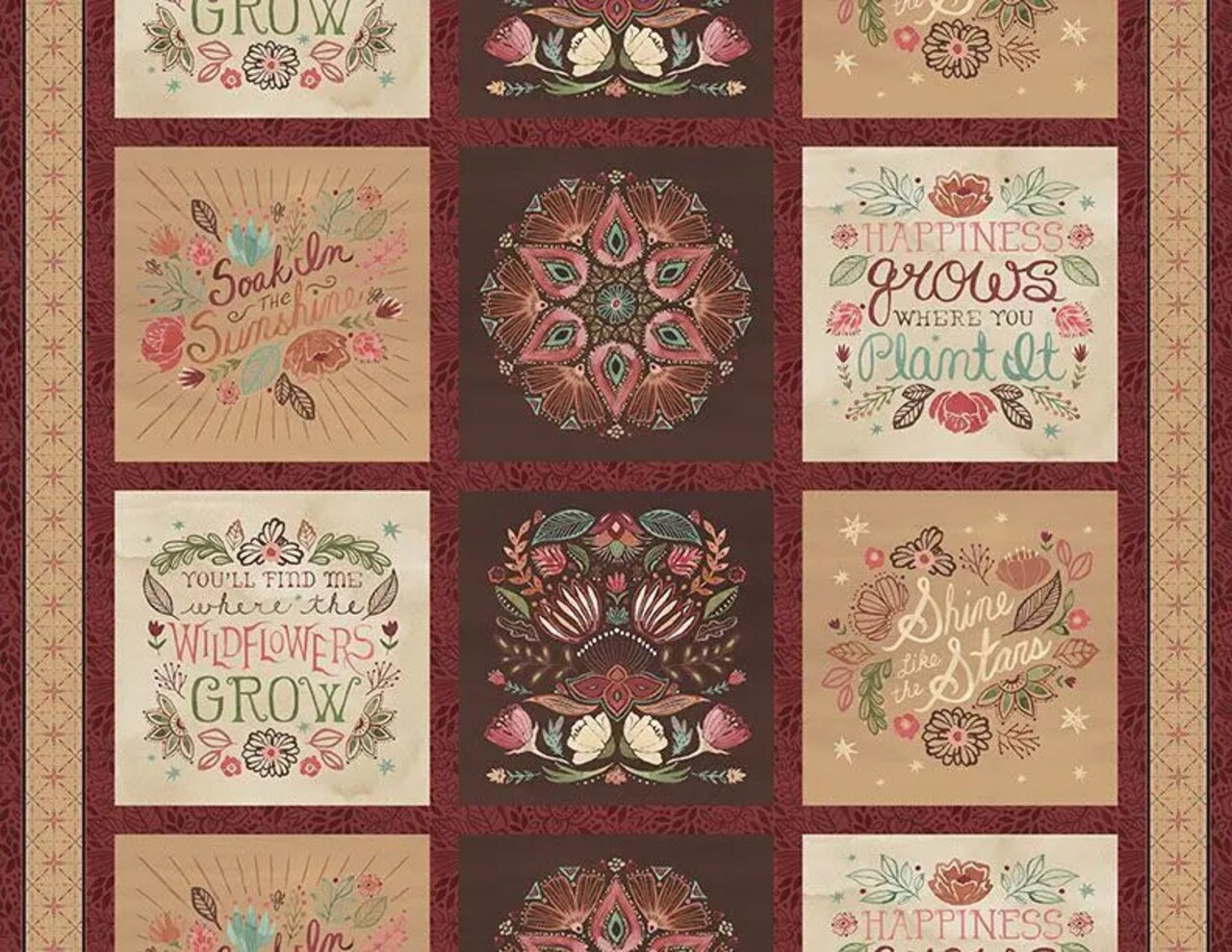 Floralscape - Craft Panel Multi Cotton 44"/45" Fabric Per Yard